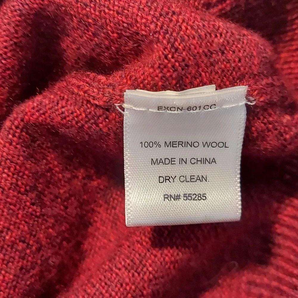Express Men's Large Extra‎ Fine Merino Wool Modern Fit V-Neck Sweater Red